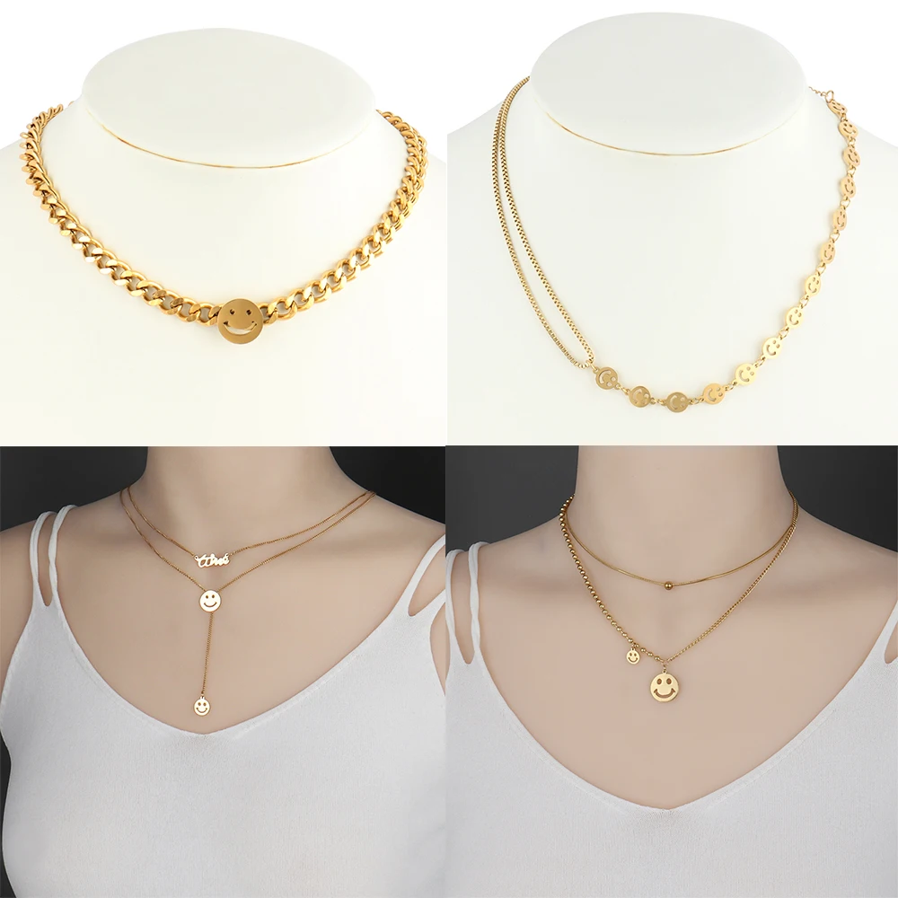 Простое Ожерелье из нержавеющей стали золотого цвета в стиле хип-хоп ожерелье с