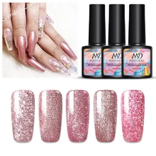 MAD DOLL, 1 бутылка, 8 мл, Гель-лак для ногтей, розовое золото, красный, смешанный цвет, Блестящие Блестки, Длительное Действие, УФ-лак для ногтей