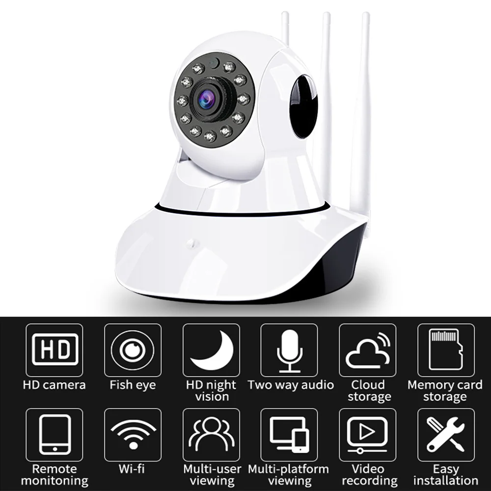 Ip-камера 1080 P, умная WiFi, 3 антенны, усиление сигнала, ИК, ночное видение, камера наблюдения, Домашняя безопасность, беспроводной детский монитор