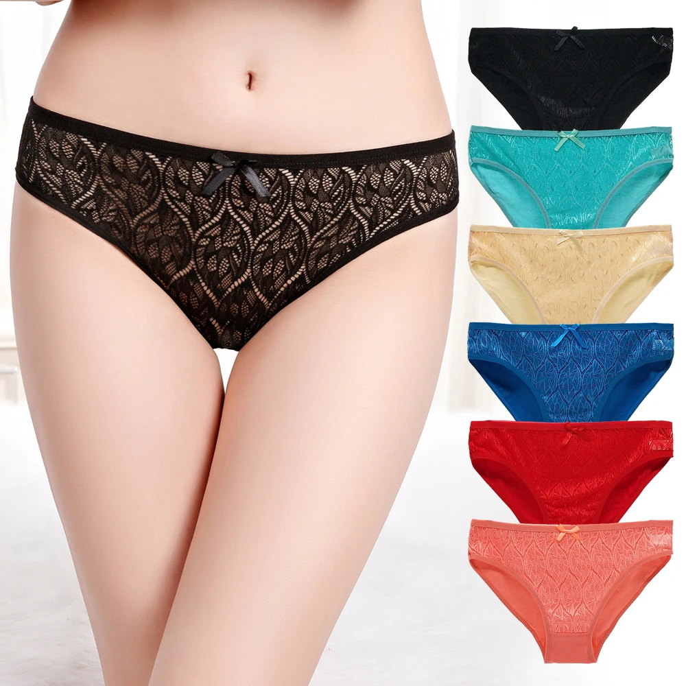 

Lot 6 PCS Womens Underwear Hipster Cotton Briefs Low Waist Everyday Sexy Lace Leaves Panties Ladies Knickers Lingerie #319