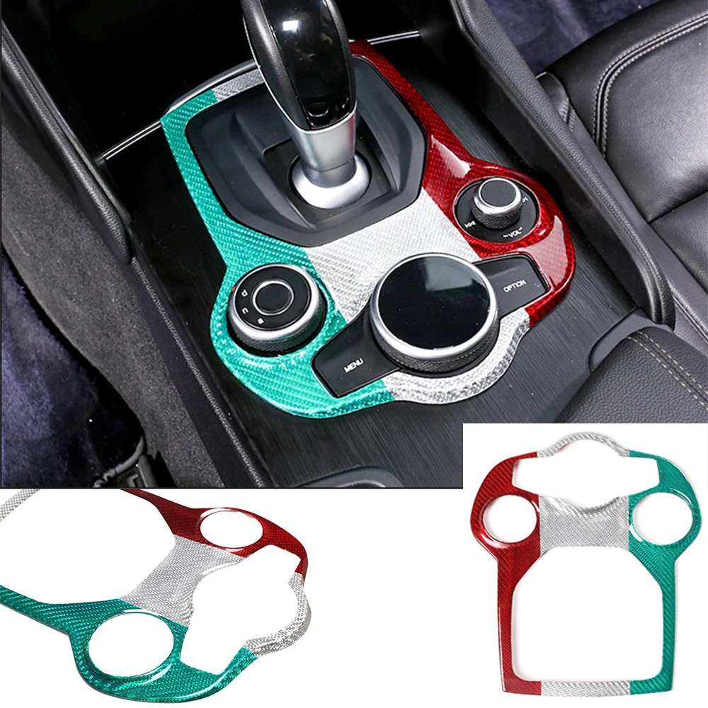 

Подходит для Alfa Romeo Giulia 2017-2019 3-Color Real Carbon Fiber центральное управление детской крышкой отделка автомобильные аксессуары