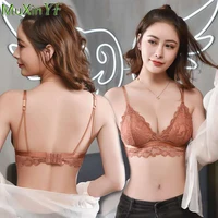 womens underwear 2021 new lace tube top sexy beautiful back strap bralette korean with chest pad triangle cup female lingerie