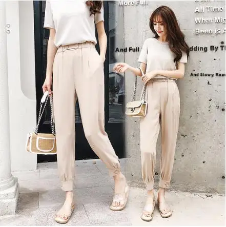 Женские повседневные брюки-карандаш с высокой талией элегантные рабочие брюки