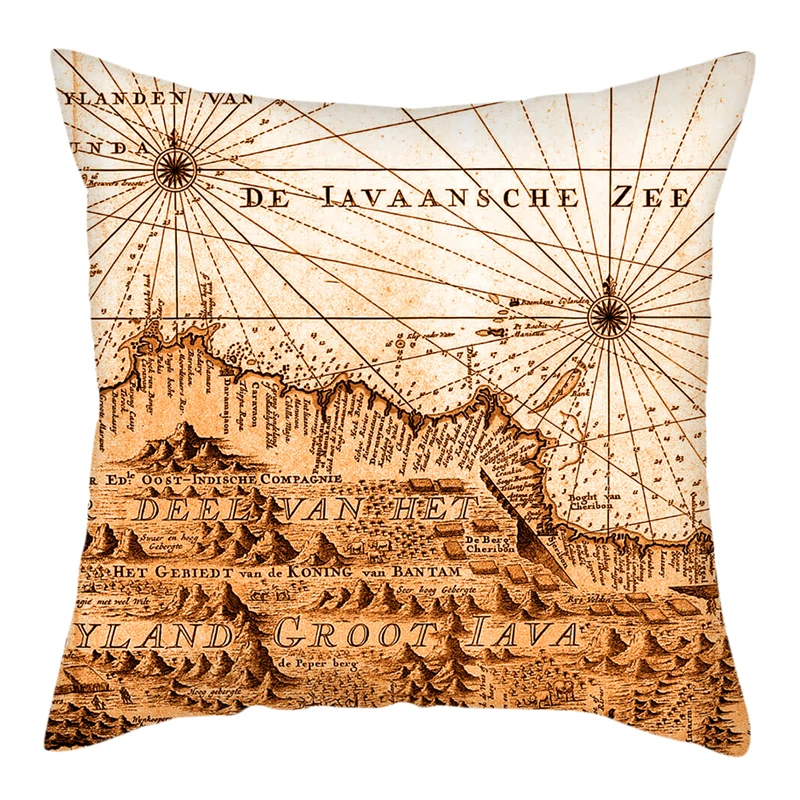 

Fuwatacchi Navigation Style Pillows World Maps Cushion Covers Compass Throw Pillowcase for Bedroom Sofa Home Decor Pillow Cover