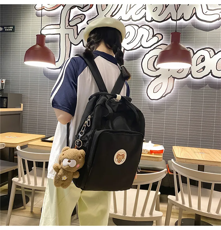 

J3478 -New leisure multi-function backpack trend solid color large capacity Backpack