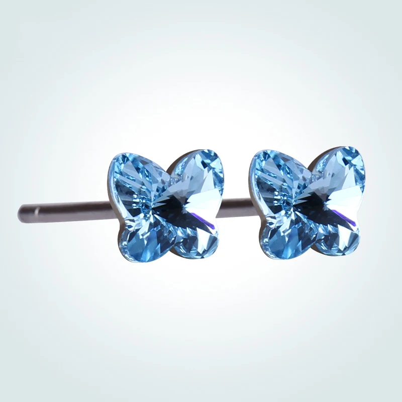 Серьги пусеты с кристаллами Сваровски из стерлингового серебра 925 пробы серьги