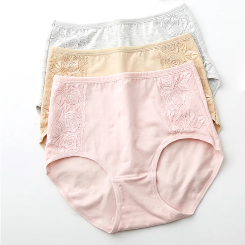 

5 шт. в упаковке, хлопковое нижнее белье с высокой талией, женское комфортные трусики из «дышащей» ткани нижнее белье с кружевом