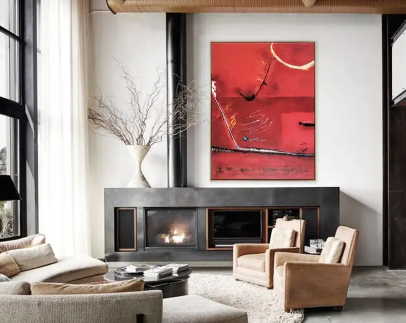 

Abstract Painting Original Large Acrylic Canvas Wall Art Red Expressionism Modern Painting Wall Art On Canvas A Tale