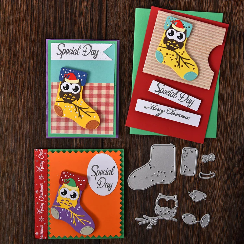 

Eastshape Socks with Owl Metal Cutting Die New 2020 Christmas Dies For Card Making Scrapbooking Embossing Diecut Stencil Craft