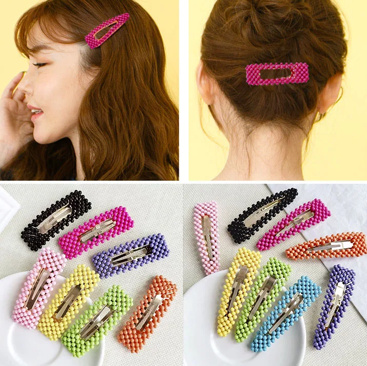 

Simplicity Hair Clip Acrylic Candy Colors Beaded Hairpin Solid Korean Fashion Hair Grip Fluorescent Side Clip Hair Accessories