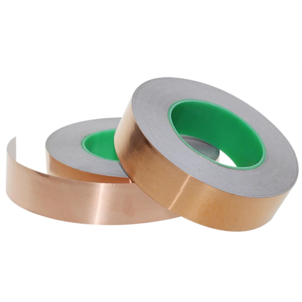Одинарная клейкая проводящая медная фольга лента EMI защитная 30 мм х м высокое