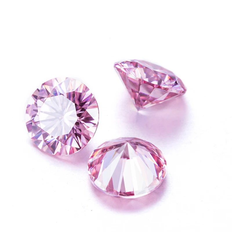 

Pink Color Round Moissanite Loose Gemstones 4ct 4.5ct VVS Clarity Diamond Jewelry DIY Material With Certificate Wholesale