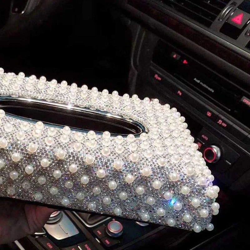Коробка для салфеток стразы из искусственного жемчуга дома автомобиля или отеля