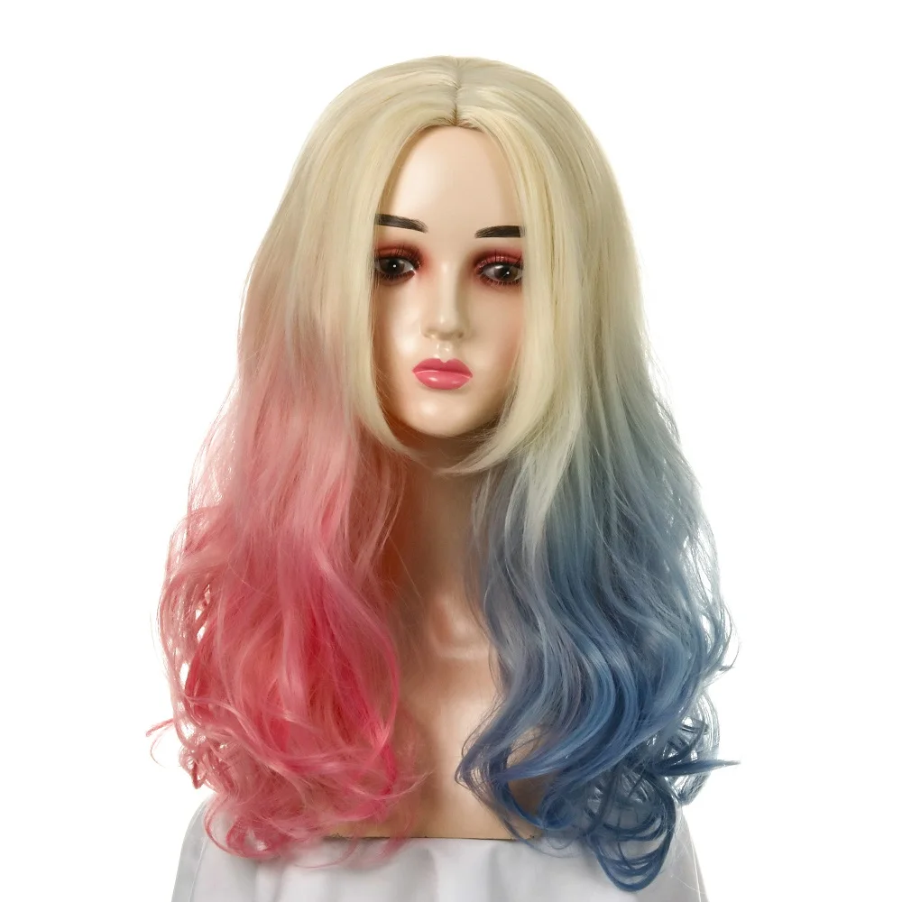 

Wigs for Women Synthetic Wig Blonde Pink and Blue Mixed Long Curly Halloween Costume Party Cosplay Use