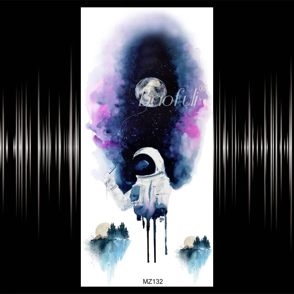 Геометрическая линейка волнистая временная татуировка наклейка для мужчин