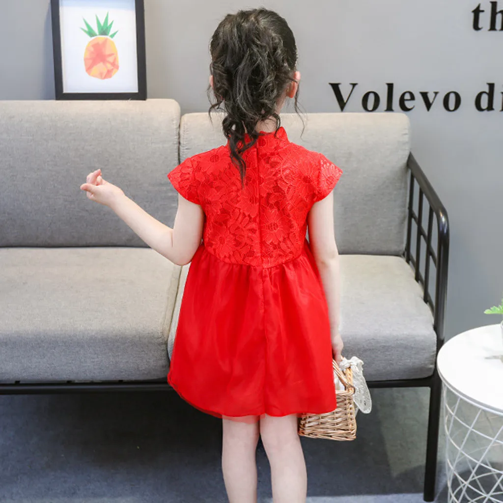 Платье для маленьких девочек Чонсам Новогоднее фатиновое платье принцессы