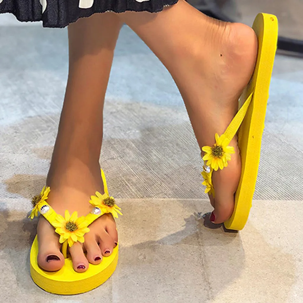 Шлепанцы женские с цветочным принтом сандалии на танкетке повседневная обувь