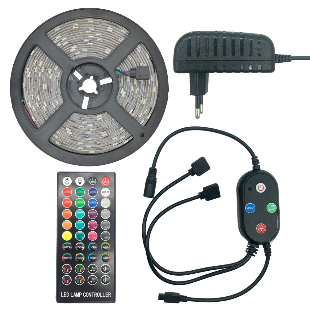 Новинка гибкая водонепроницаемая лента RGB 5050 SMD 5 м 10 15 20 диодная DC 12 в с пультом