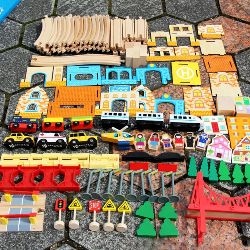 

108 Pieces Of Children's Wooden Train Track Toy Wooden Assembly Train Transportation Mine Set Educational Toys