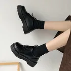 Женские осенние ботинки на платформе, повседневная обувь на массивной подошве, увеличивающая рост, Черные ботильоны в стиле панк, женские ботинки на толстом каблуке