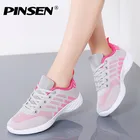 Женские кроссовки с дышащей сеткой PINSEN, повседневные уличные Прогулочные кроссовки на шнуровке, Дамская обувь на плоской подошве