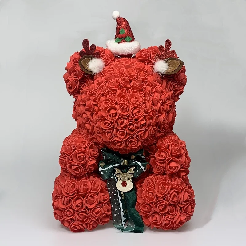 

2020 Новый рождественский розовый медведь креативный ручной работы искусственный пенопласт 40 см розовый плюшевый мишка для рождественского ...