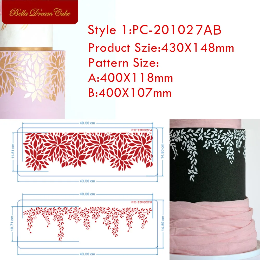 

3 Style Floral Design Cake Stencil Plastic Cake Border Stencils DIY Drawing Lace Mold Template Cake Decorating Tool Bakeware