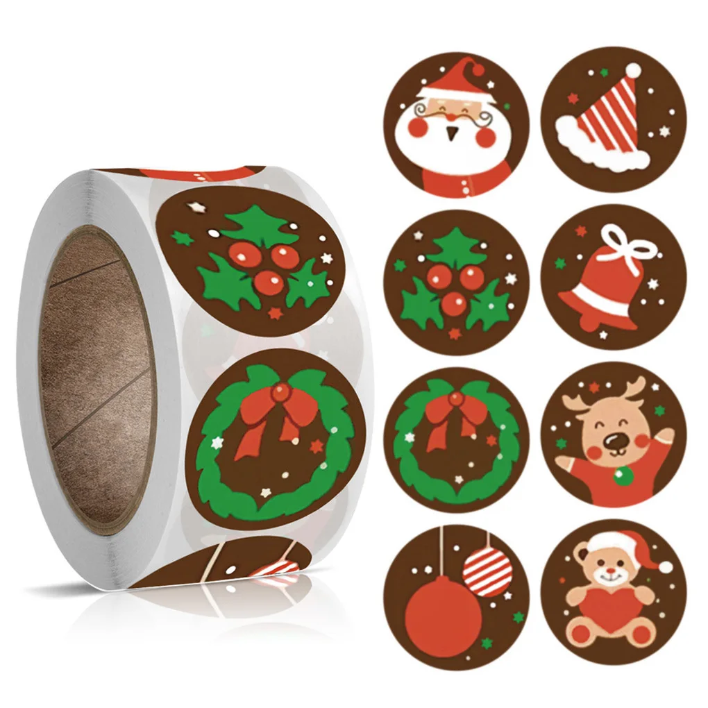 

New 500pcs 5 Designs 1 Inch Christmas Theme Seal Labels Stickers For DIY Gift Baking Package Envelope Stationery Decoration
