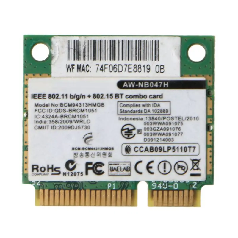 Адаптер беспроводной карты для Broadcom Bcm94313HMGB AW-NB047H BCM4313 Half Mini Pci-e wi-fi чистая карта