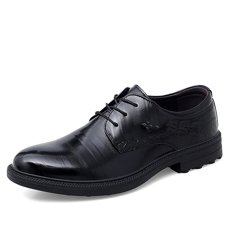 

Genuine Leather Brand Men Leather Brogue Shoes Lace Up Lightweight British Dress Footwear Zapatos Hombre Formal Moccasins %