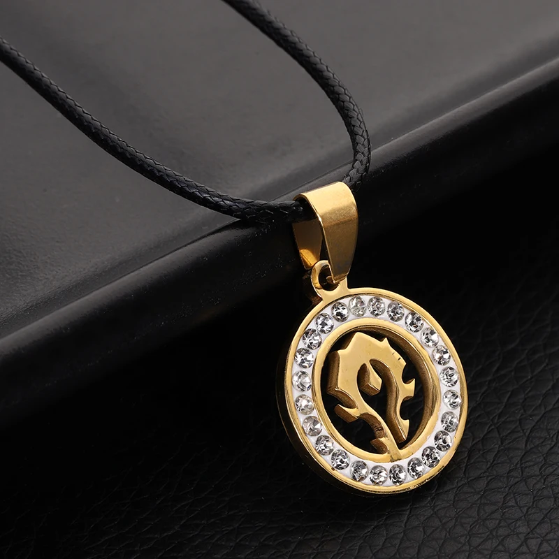 Ювелирные изделия из нержавеющей стали подвеска с кристаллами World of Warcraft Horde Alliance