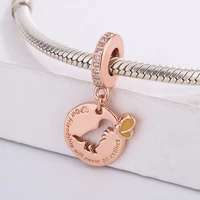 925 sterling silver animal rose gold dinosaur and butterfly pendant charm bracelet diy jewelry making for original pandora