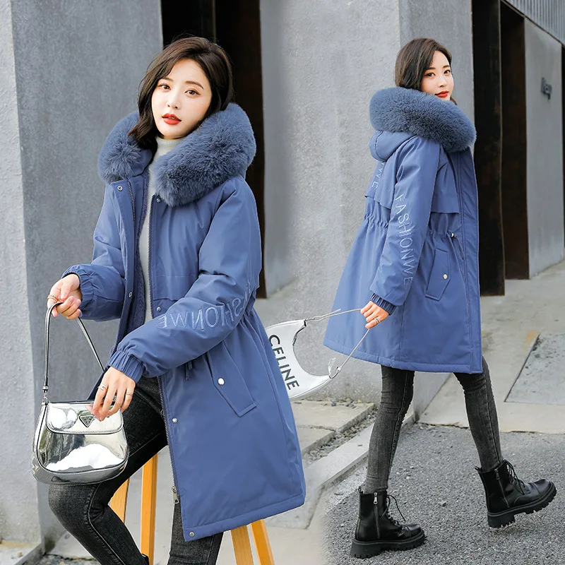 Coats and Jackets Winter Coat Women Elegant Cotton Long 2021 Ladies Clothes The New Thicken Velvet Send To Overcome
