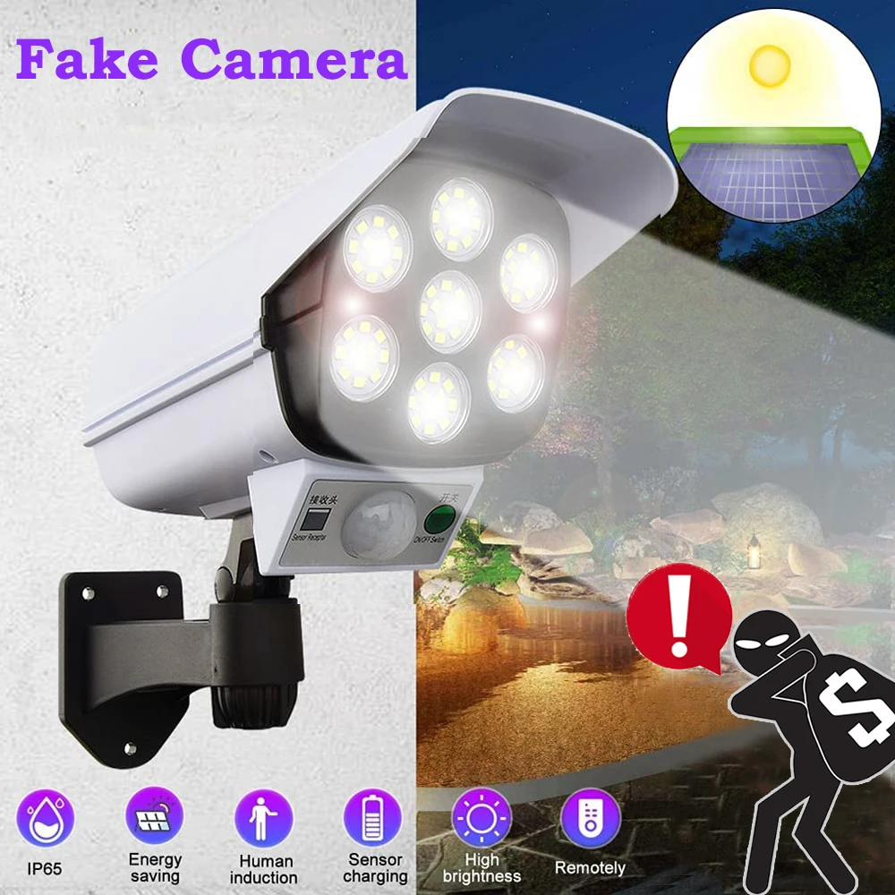 

77Led Solar Powered Dummy Camera Night Security Waterproof Bullet CCTV Fake Cameras Outdoor Motion Sensor Patio Garden LED Light