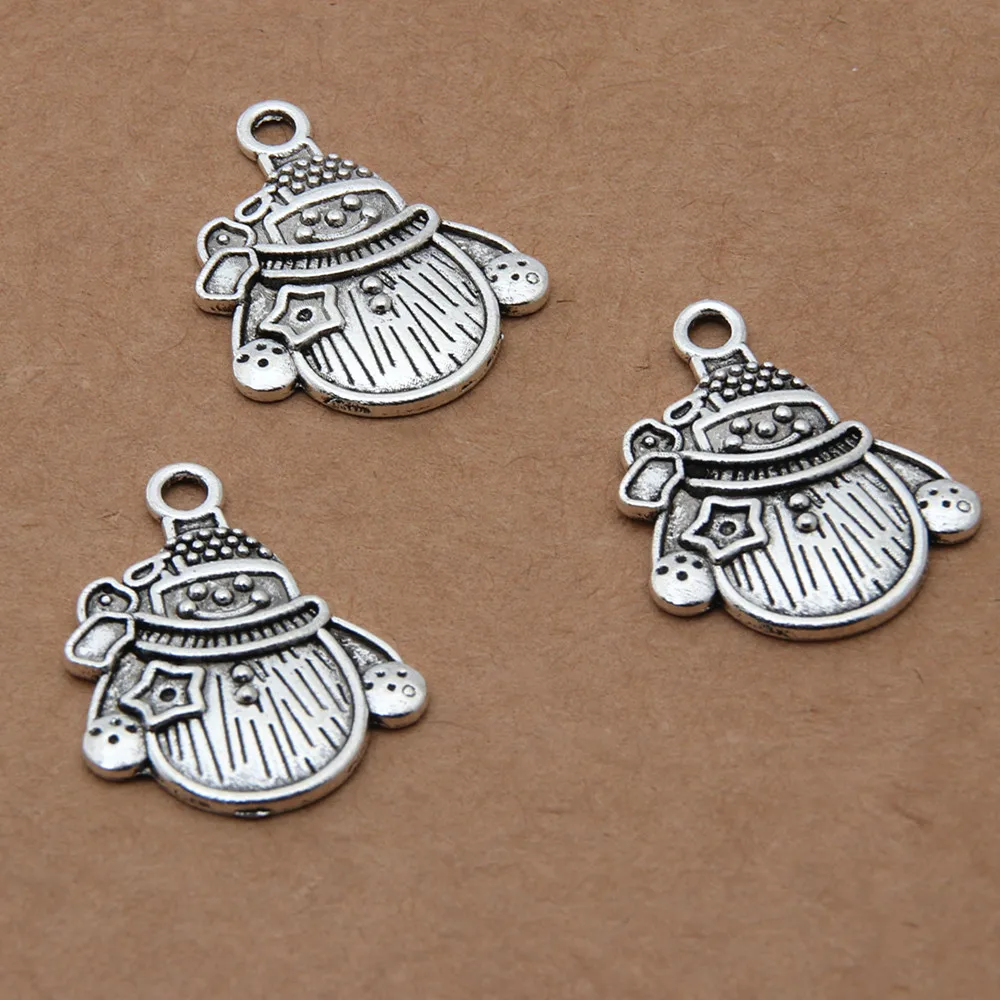 30 шт. серебряный браслет с подвеской в виде снеговика и смайлика A3359 | Украшения