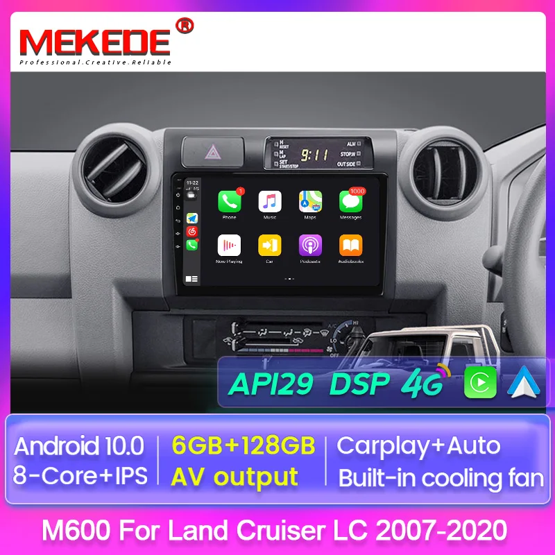 

Автомобильный мультимедийный плеер, Android 10,0, 8 ядер + IPS, 9 дюймов, радио для Toyota Land Cruiser LC 2007-2020, 6G + 128G Carplay + Auto DSP 4G GPS
