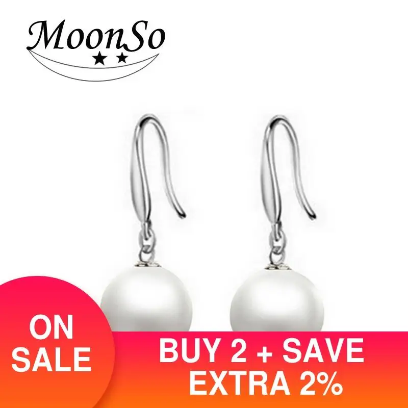 

Valentine's Day 925 Sterling Silver Earrings for Women Long Earings simulated Pearl Jewelry korean earrings Wedding E906