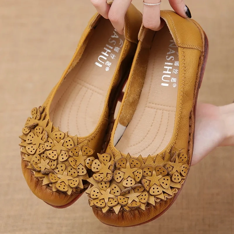 Дизайн дамская обувь ручной работы натуральная кожа на плоской подошве Женские