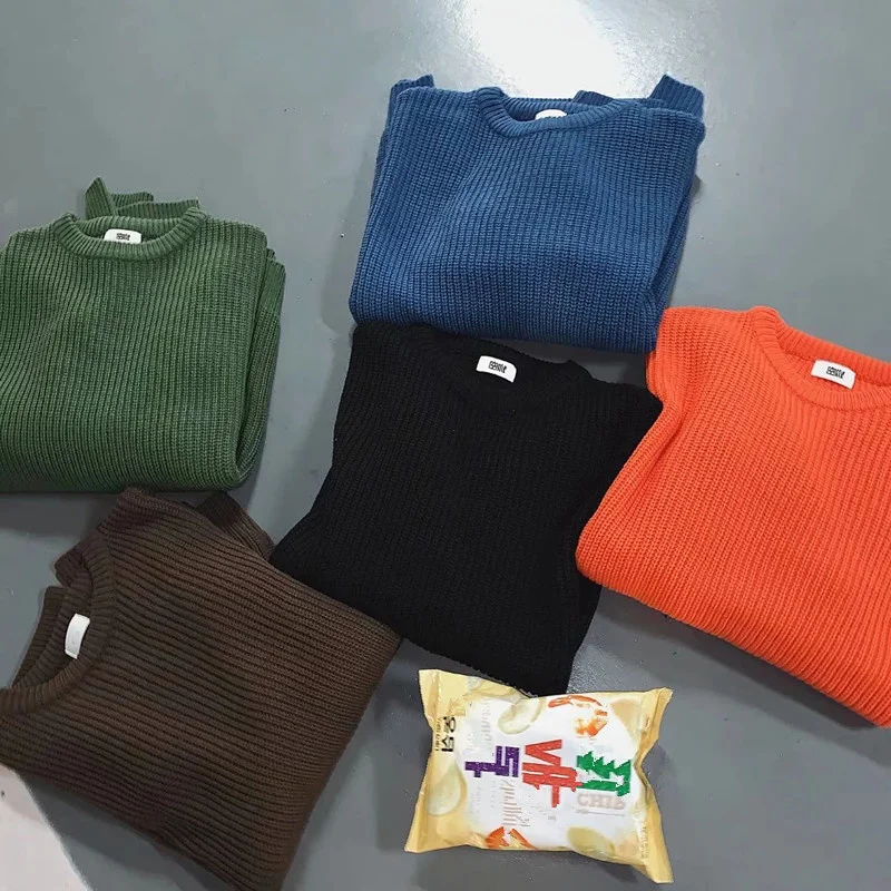 Новинка 2022 мужской теплый Однотонный свитер свободные вязаные пуловеры топы