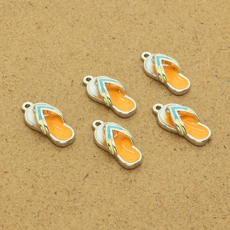 

10 шт., эмалевые мини-шлепанцы для песчаного пляжа