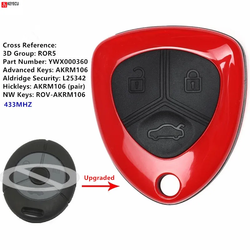 Keyecu обновленный дистанционный ключ 433 МГц 3 кнопки для Rover 25 45 уличный MG TF ZR ZS 2003 2004