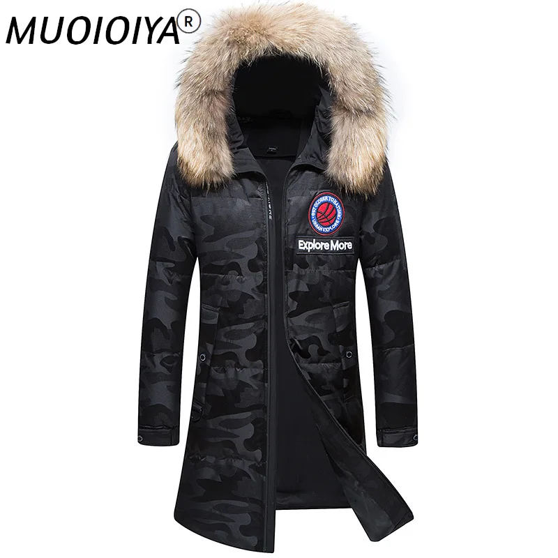 

Winter Jacket Men Clothing Hooded Clothes White Goose Down Jackets 100% Raccoon Real Fur Collar Coat Hommes Veste LXR640