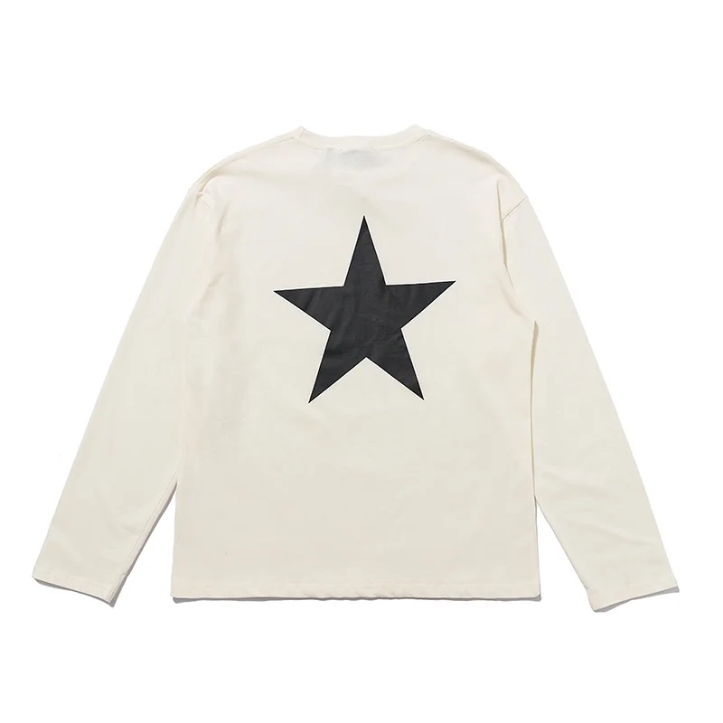 

2021 Essentials Five-pointed Star Print Long Sleeve T Shirt Women Men Couples 100% Cotton Pullover Hiphop Oversized FOG T-shirts