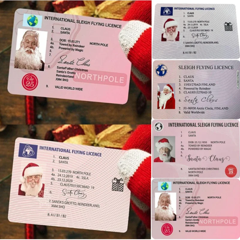 

Fake Plastic Card Santa Claus Flying Licence Sleigh Licence for Children Kids Creative Christmas Gift Christmas Tree Decorations