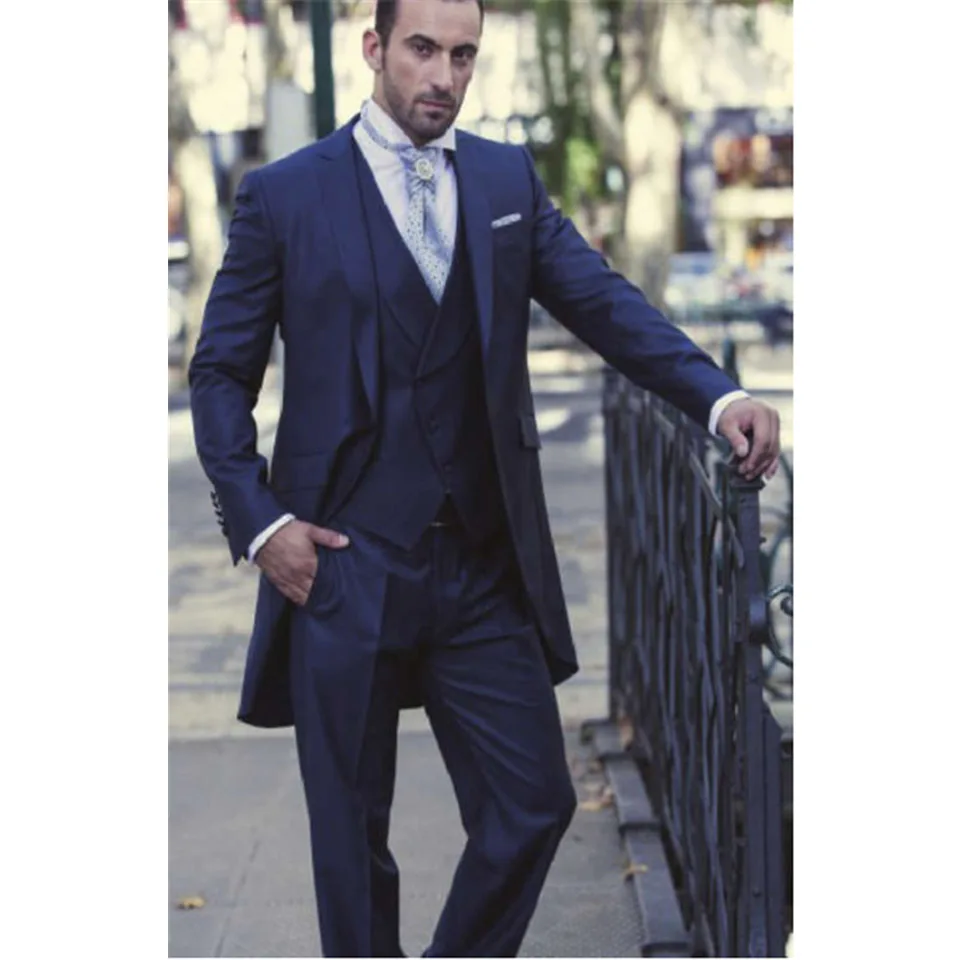 Синий Морской блейзер с отверстием для мужчин (chaqueta + Pantalones corba) |