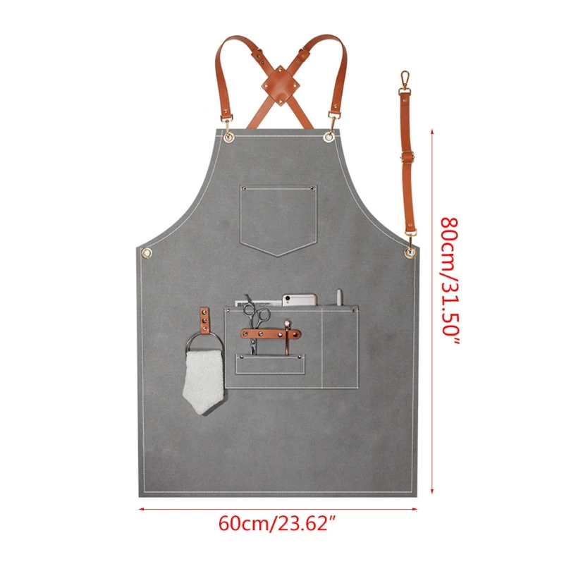 

Utility Work Apron Canvas Apron Workshop Tool Apron with Adjustable Straps for Barber,Kitchen,Gardener,Cafeshop