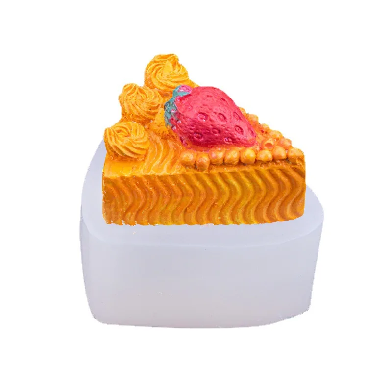 

Three-dimensional strawberry cake cheese slice cake silicone mold sugar chocolate decorative aromatherapy candle dispensing mold