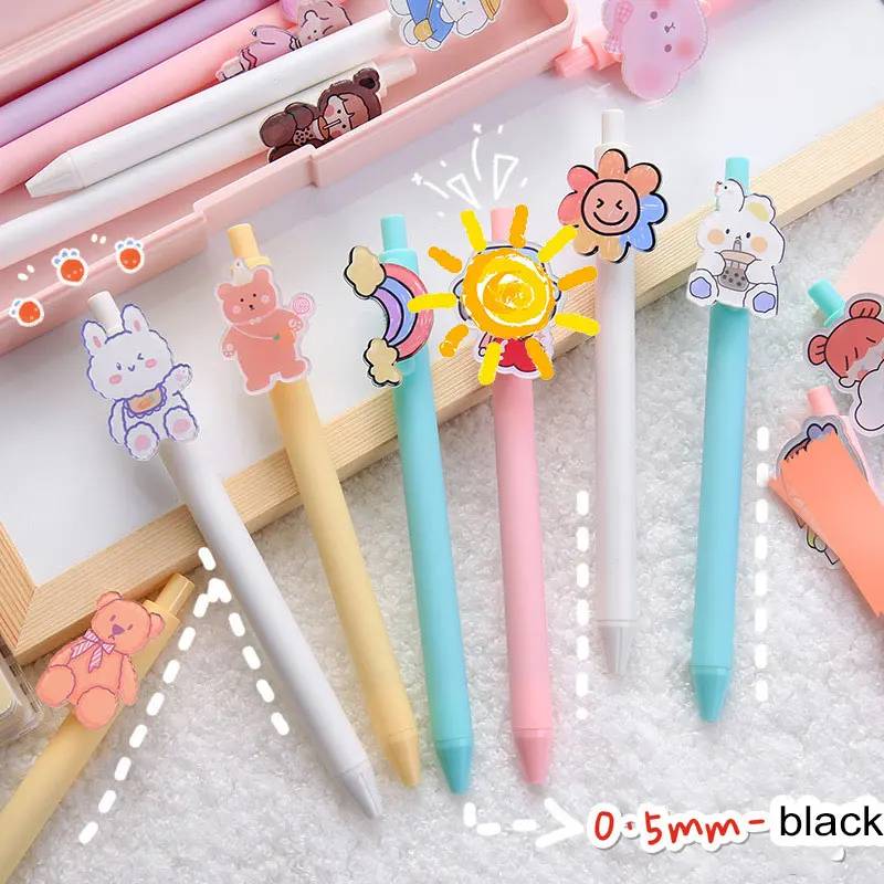 

1 шт. мультяшная 0,5 мм ручка для подписи, милая девушка, акриловая цилиндрическая фоторучка, гелевая ручка для школы, офиса, канцелярские прин...