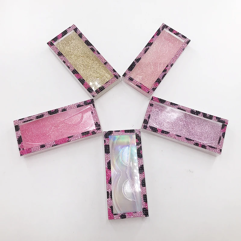 Леопардовый принт стразы коробка для ресниц пустые Ресницы Коробка beatuiful