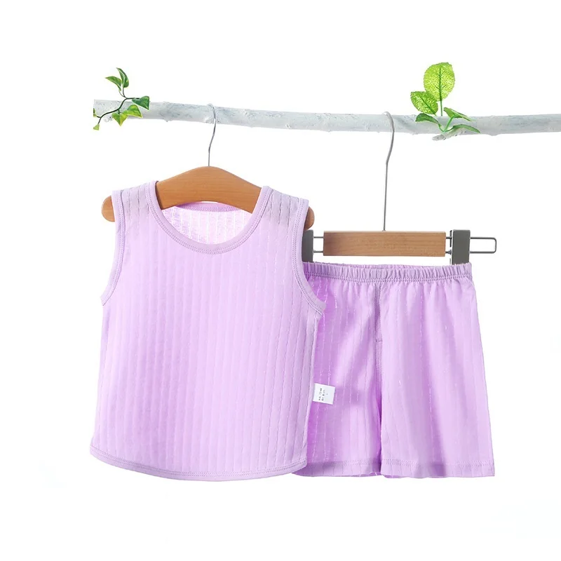 

Pink Baby Children Vest Cotton Boneless Summer Thin Sleeveless Shorts Style